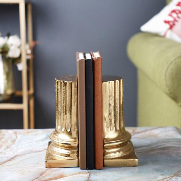 Book End - Ancient Pillar Book Ends (Gold) - Set Of Two