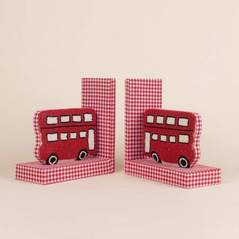 Buy Red Bus Beaded Embroidery Bookend - Set Of Two Book End from Vaaree