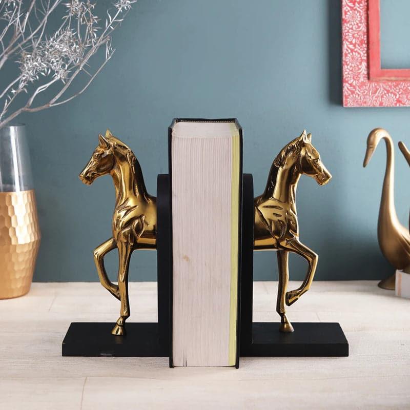 Buy Stallion Grace Bookend (Gold) - Set Of Two Book End from Vaaree