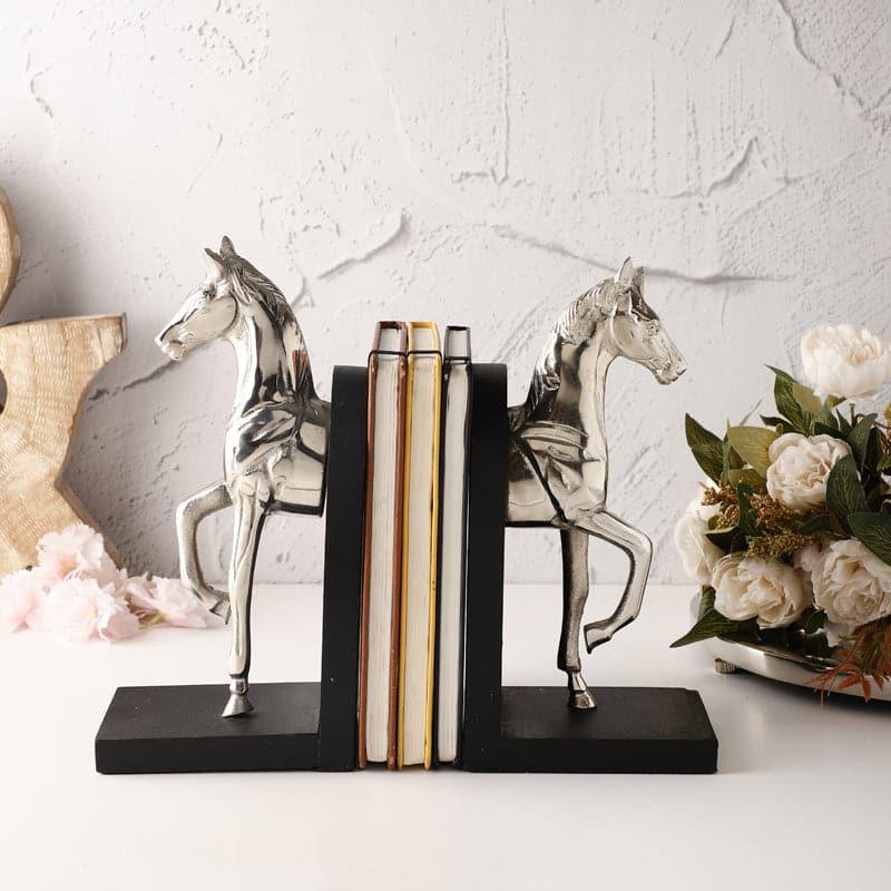 Buy Stallion Grace Bookend (Silver) - Set Of Two Book End from Vaaree