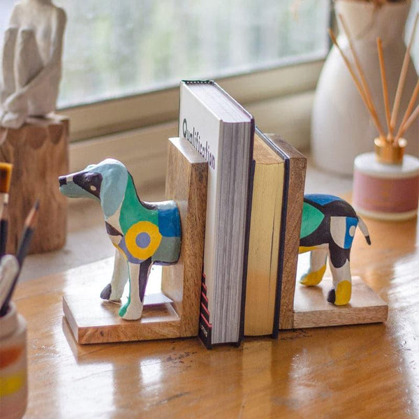 Book End - Technicolour Toto Handpainted Bookend - Set Of Two