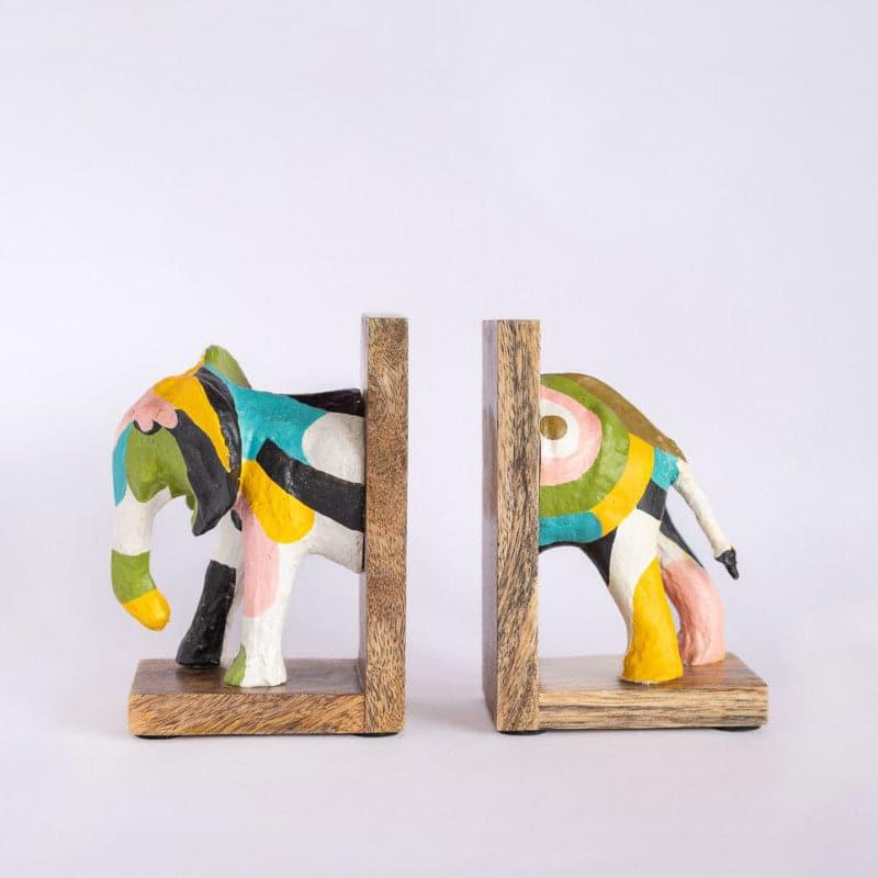 Buy Technicolour Tusker Handpainted Bookend - Set Of Two Book End from Vaaree