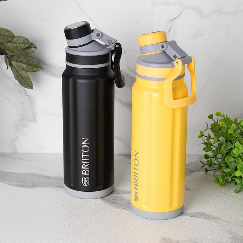 Buy Aqua Alchemy 750 ML Hot & Cold Thermos Water Bottle (Black & Yellow) - Set Of Two Bottle from Vaaree