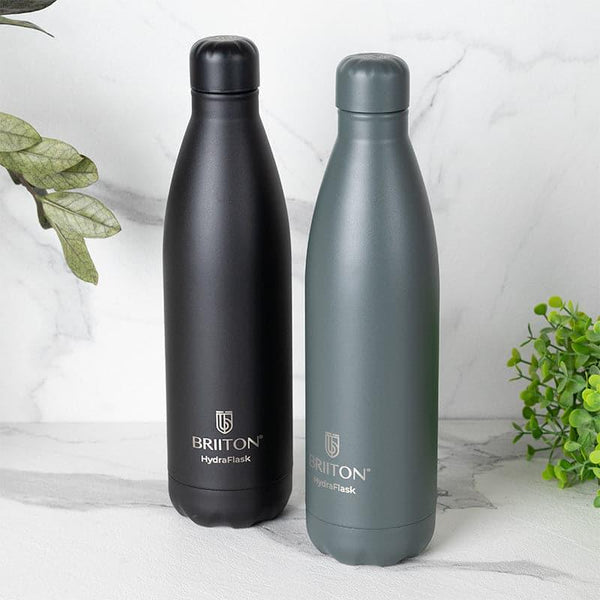 Buy Aqua Zen Bliss 620 ML Hot & Cold Thermos Water Bottle (Black & Grey) - Set Of Two Bottle from Vaaree