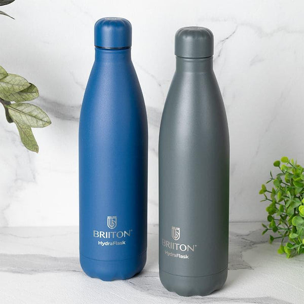 Bottle - Aqua Zen Bliss 620 ML Hot & Cold Thermos Water Bottle (Grey & Blue) - Set Of Two