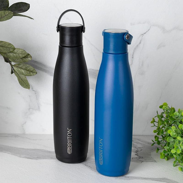 Bottle - Aquaro 750 ML Hot & Cold Thermos Water Bottle (Black & Blue) - Set Of Two