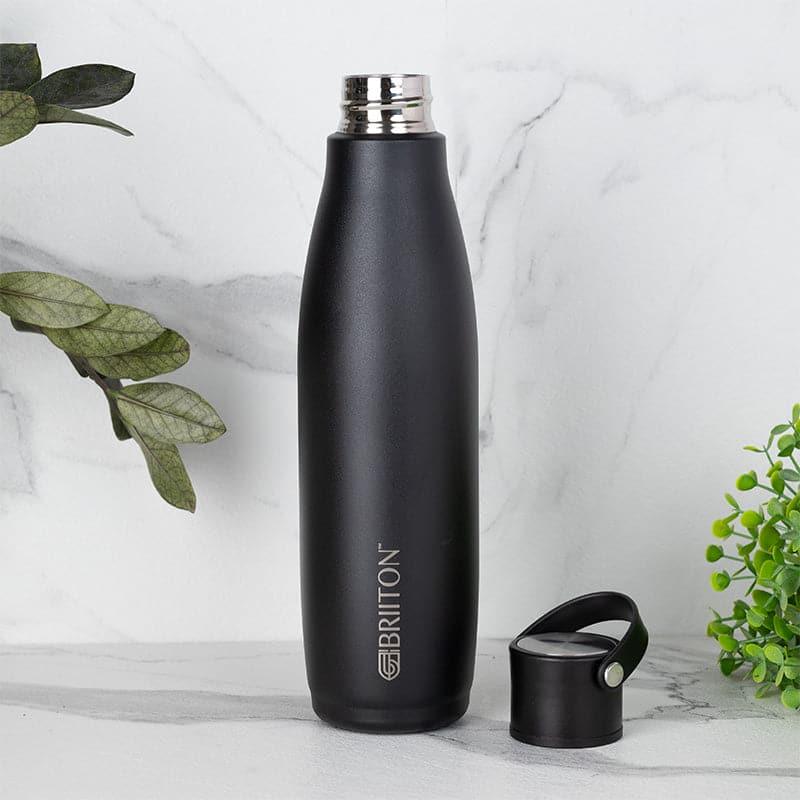 Bottle - Aquaro Hot & Cold Thermos Water Bottle (Black) - 750 ML