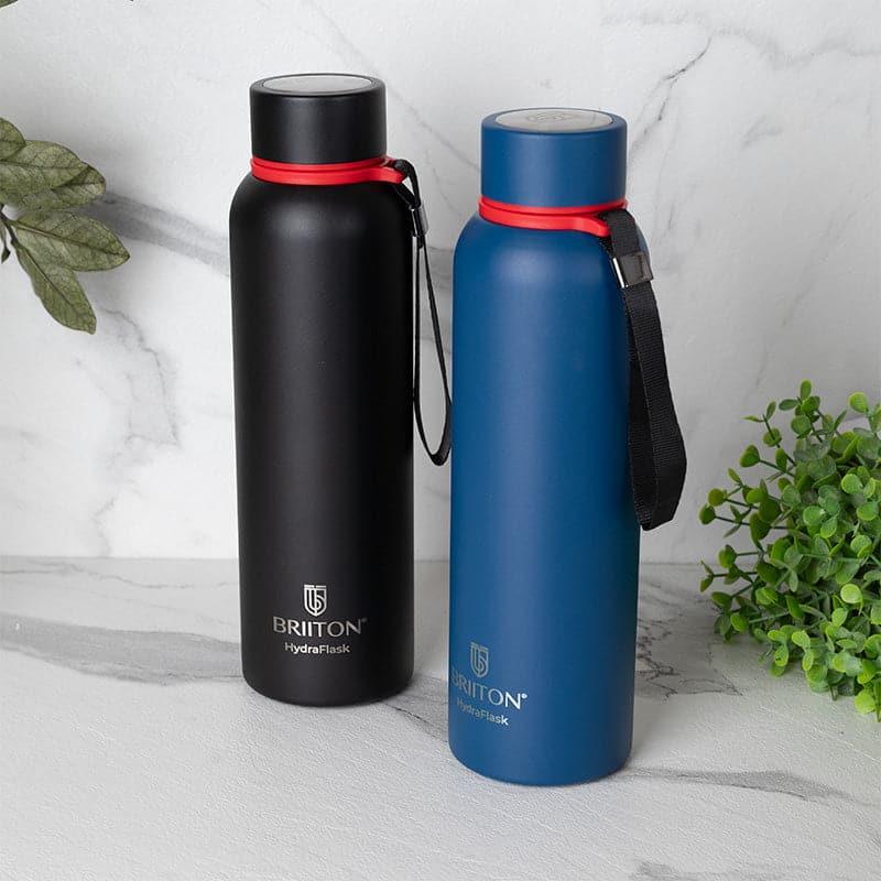 Bottle - Aqueous 750 ML Hot & Cold Thermos Water Bottle (Blue & Black) - Set Of Two