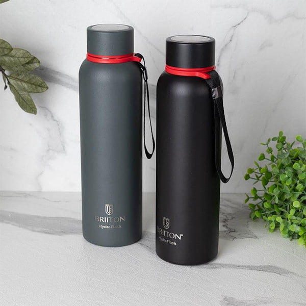 Buy Aqueous 750 ML Hot & Cold Thermos Water Bottle (Grey & Black) - Set Of Two Bottle from Vaaree