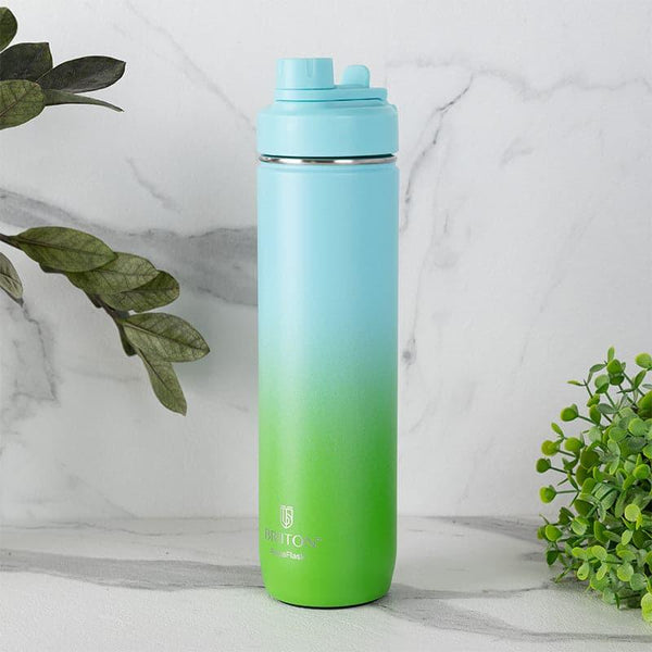 Bottle - Bristo Quench Dual Tone Hot & Cold Thermos Water Bottle (Green & Light Blue) - 750 ML