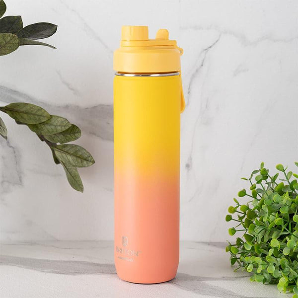 Bottle - Bristo Quench Dual Tone Hot & Cold Thermos Water Bottle (Yellow & Peach) - 750 ML