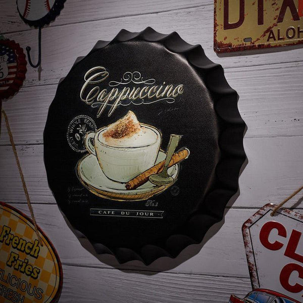 Cappuccino Bottle Cap Wall Accent