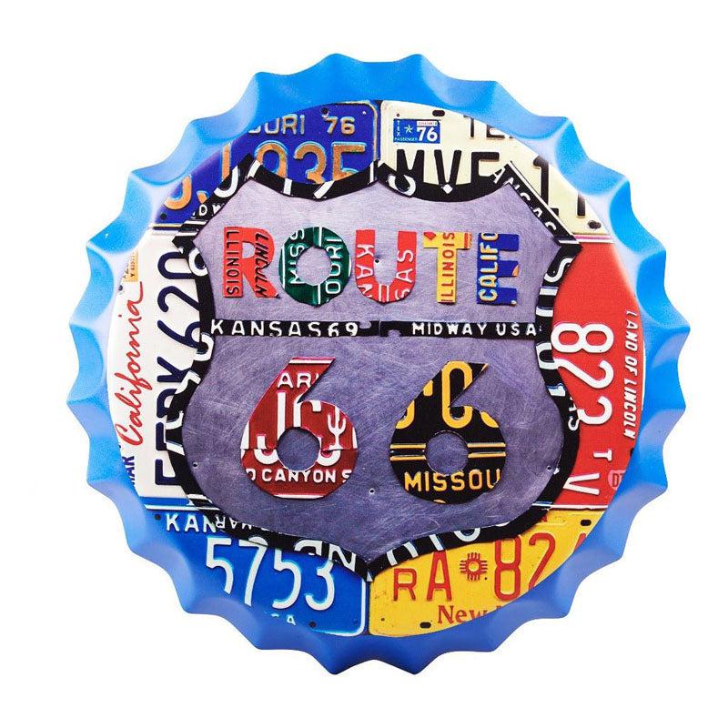 Buy Route 66 Number Plate Design Bottle Cap Wall Accent Wall Accents from Vaaree