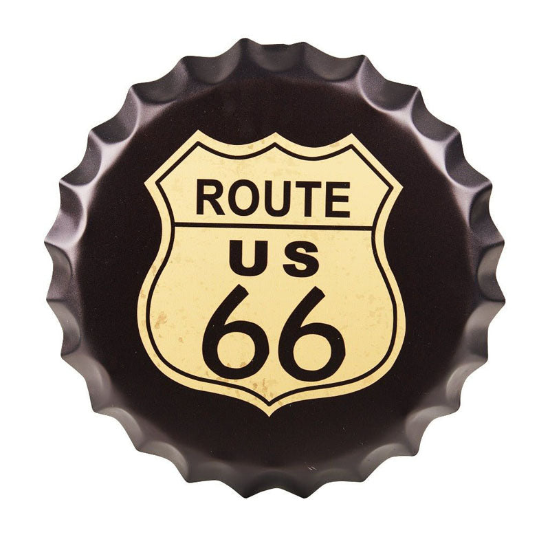 Buy Route Us 66 Black Bottle Cap Wall Accent Wall Accents from Vaaree