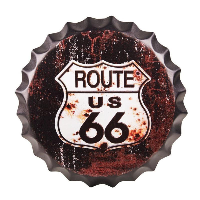 Buy Route Us 66 Retro Bottle Cap Wall Accent Wall Accents from Vaaree