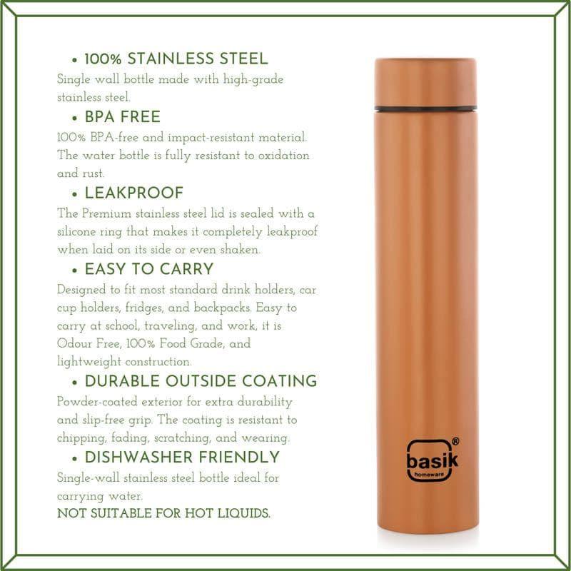 Bottle - Evara Stainless Steel Bottle (Brown) - 440 ML