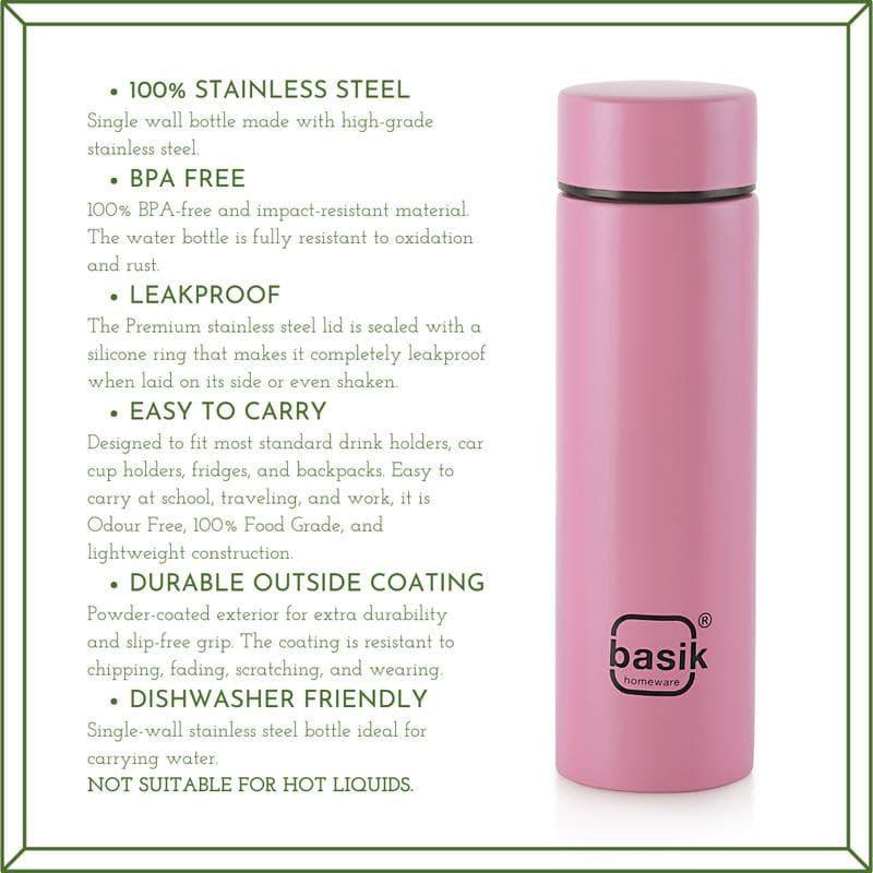 Bottle - Evara Stainless Steel Bottle (Pink) - 330 ML