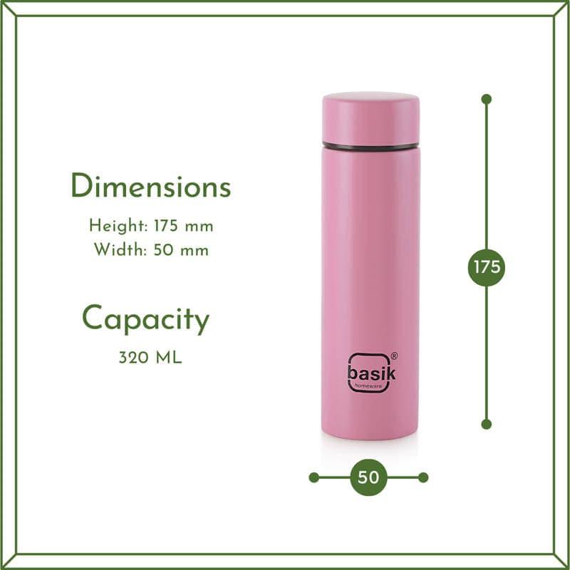 Bottle - Evara Stainless Steel Bottle (Pink) - 330 ML