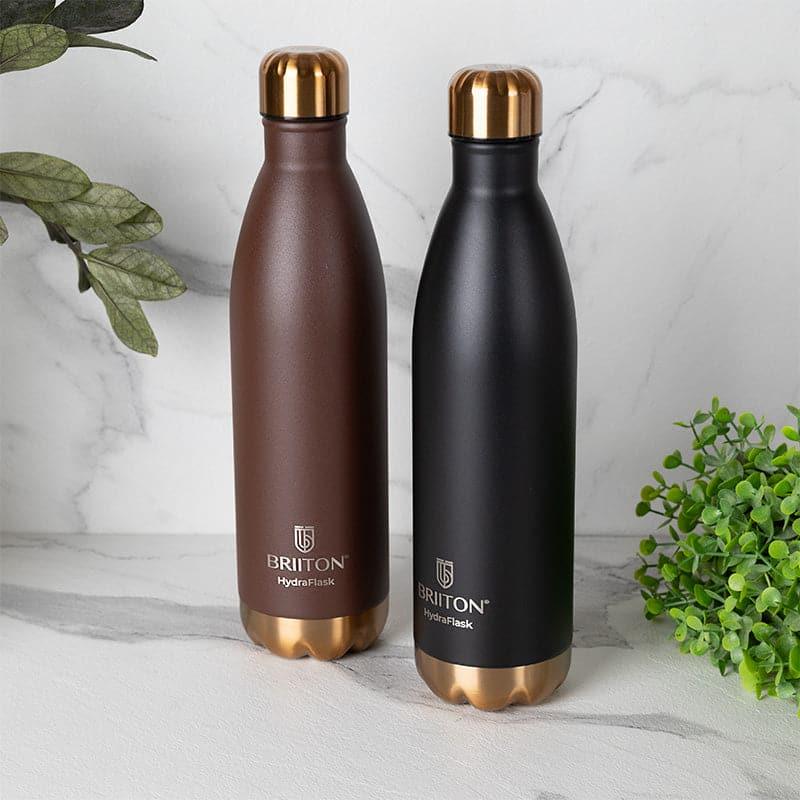 Buy Ferusa 750 ML Hot & Cold Thermos Water Bottle (Brown & Black) - Set Of Two Bottle from Vaaree