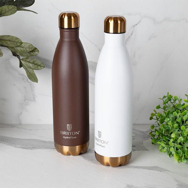 Buy Ferusa 750 ML Hot & Cold Thermos Water Bottle (Brown & White) - Set Of Two Bottle from Vaaree