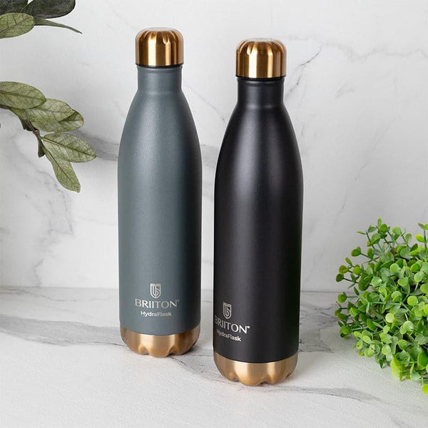 Buy Ferusa 750 ML Hot & Cold Thermos Water Bottle (Grey & Black) - Set Of Two Bottle from Vaaree