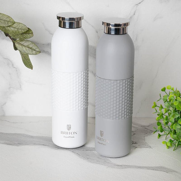 Bottle - Gradient 620 ML Hot & Cold Thermos Water Bottle (White & Grey) - Set Of Two