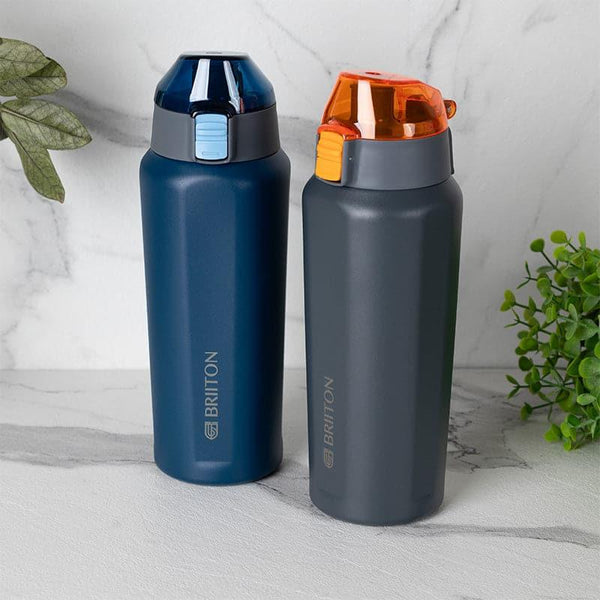 Bottle - Hydra Hue 650 ML Hot & Cold Thermos Water Bottle (Blue & Grey) - Set Of Two