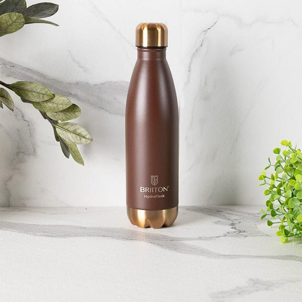 Bottle - Hydro Halo Hot & Cold Thermos Water Bottle (Brown) - 500 ML