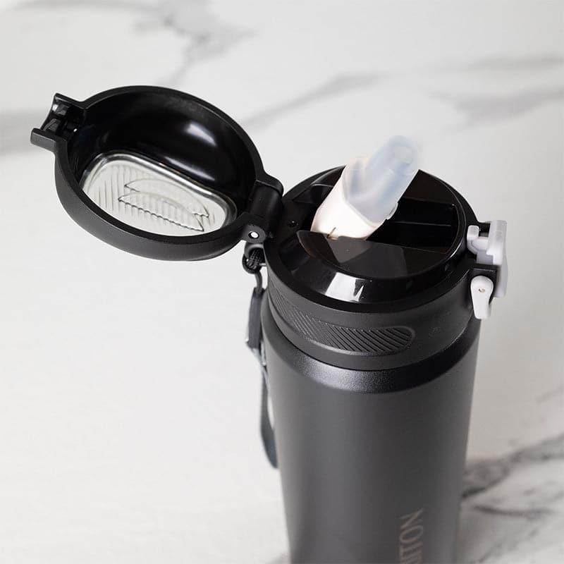 Bottle - Hydro Harbor Hot & Cold Thermos Hot & Cold Thermos Water Bottle (Black) - 650 ML