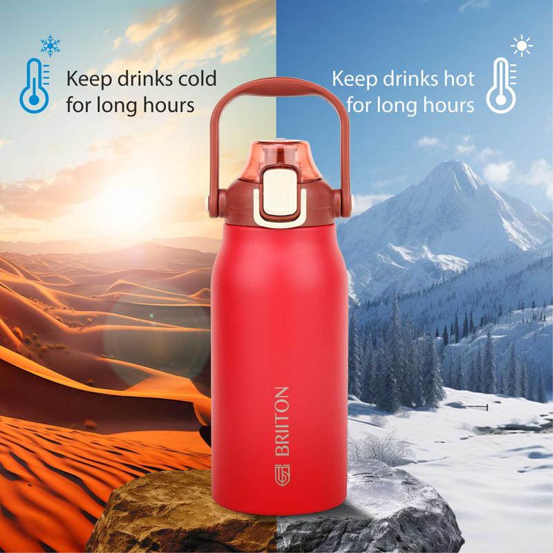 Buy Hydro Harmony 1300 ML Hot & Cold Thermos Water Bottle (Black & Red) - Set Of Two Bottle from Vaaree