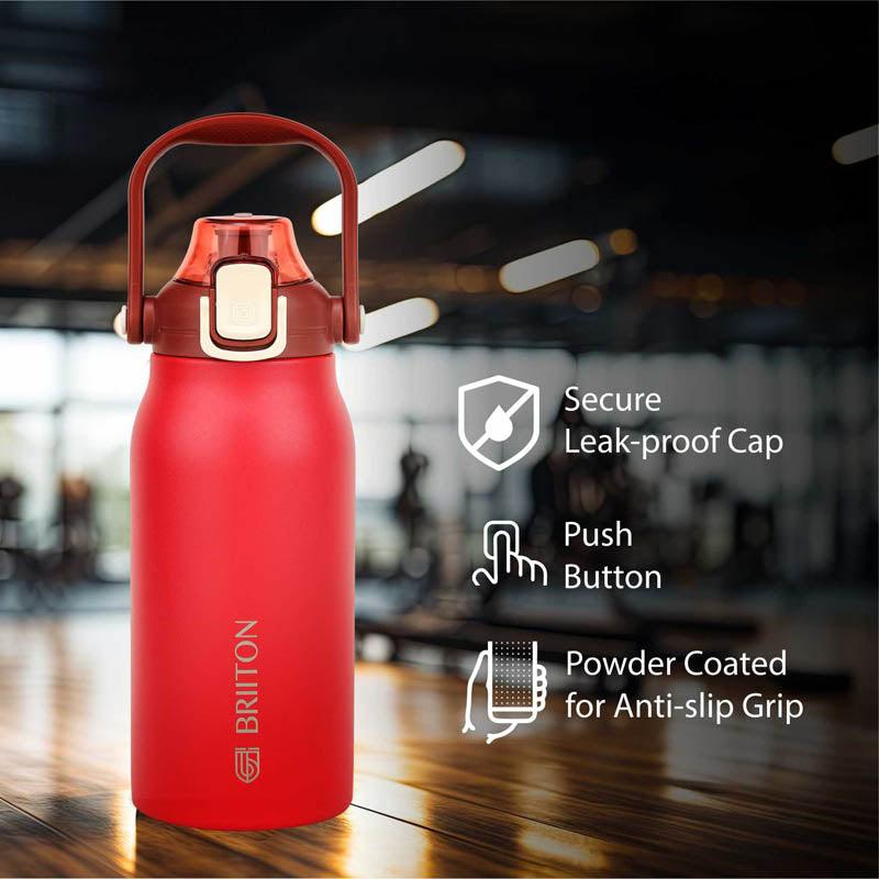 Buy Hydro Harmony 1300 ML Hot & Cold Thermos Water Bottle (Black & Red) - Set Of Two Bottle from Vaaree