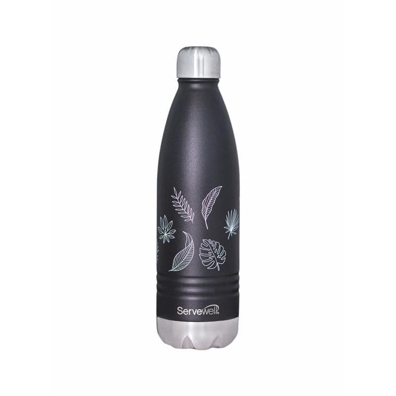 Bottle - Leafy Mate Hot & Cold Thermos Bottle (Black) - 750 ML