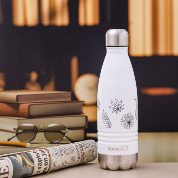 Buy Leafy Mate Hot & Cold Thermos Bottle (White) - 500 ML Bottle from Vaaree