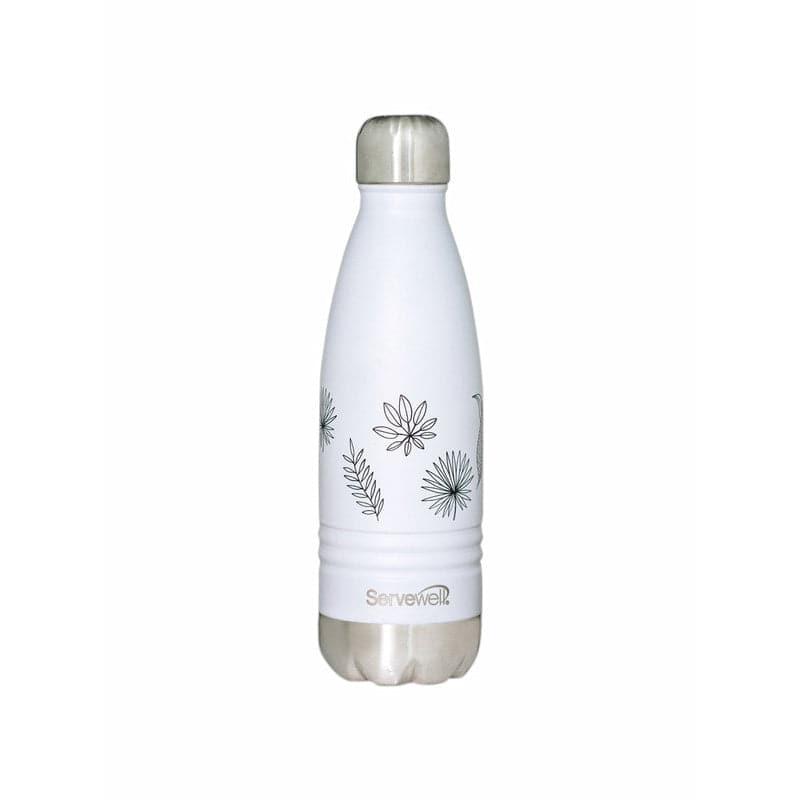 Bottle - Leafy Mate Hot & Cold Thermos Bottle (White) - 500 ML