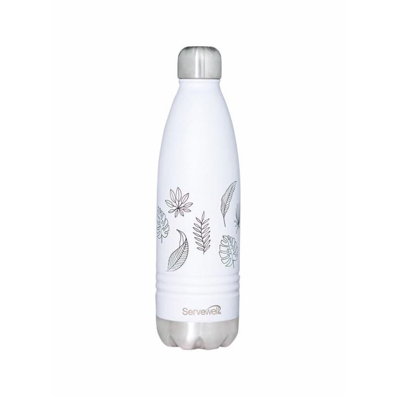 Bottle - Leafy Mate Hot & Cold Thermos Bottle (White) - 750 ML