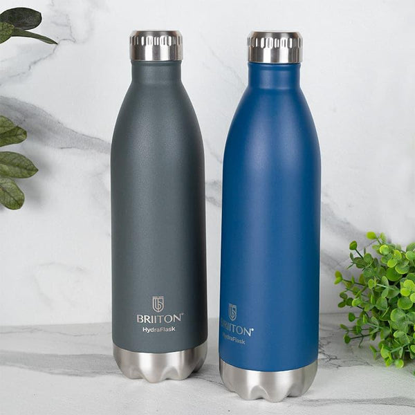 Bottle - Lerda 750 ML Hot & Cold Thermos Water Bottle (Blue & Grey) - Set Of Two