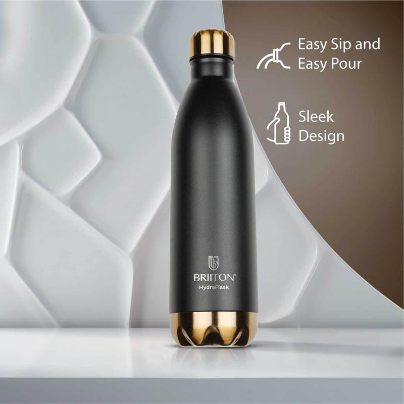 Bottle - Melta Sip Hot & Cold Thermos Water Bottle (Black) - 1000 ML