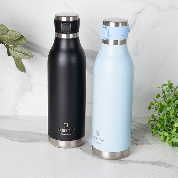 Buy Pristine Sip 750 ML Hot & Cold Thermos Water Bottle (Black & Blue) - Set Of Two Bottle from Vaaree