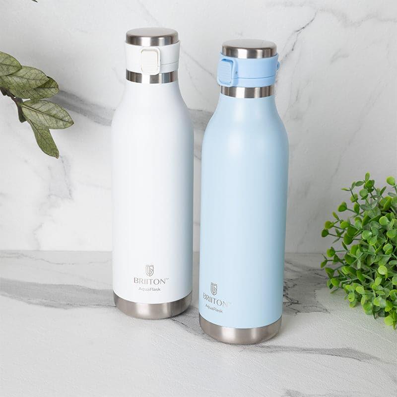 Bottle - Pristine Sip 750 ML Hot & Cold Thermos Water Bottle (White & Blue) - Set Of Two