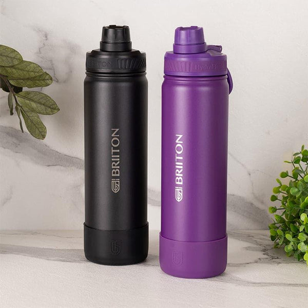 Bottle - Quench Pal 750 ML Hot & Cold Thermos Water Bottle (Black & Purple) - Set Of Two