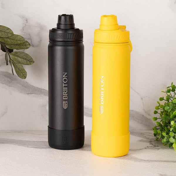 Bottle - Quench Pal 750 ML Hot & Cold Thermos Water Bottle (Black & Yellow) - Set Of Two