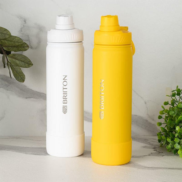 Bottle - Quench Pal 750 ML Hot & Cold Thermos Water Bottle (White & Yellow) - Set Of Two