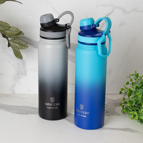 Bottle - Serene Sip 800 ML Hot & Cold Thermos Water Bottle (Black & Blue) - Set Of Two