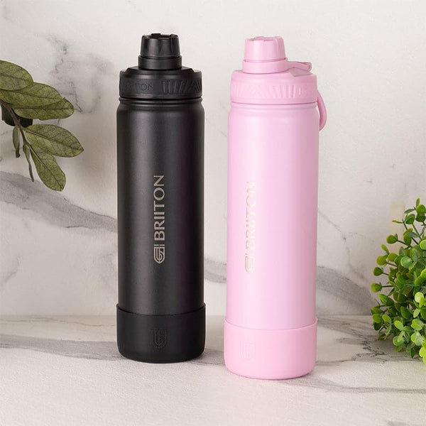 Bottle - Sip Slay 750 ML Hot & Cold Thermos Water Bottle (Black & Pink) - Set Of Two