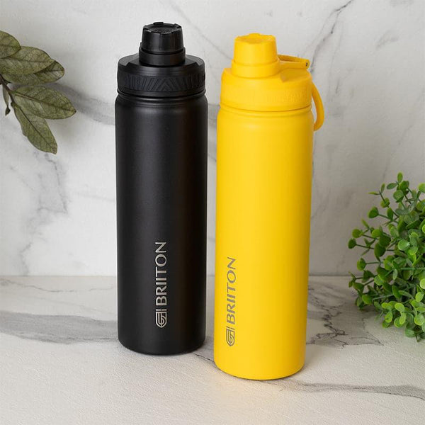 Buy Sip Slay 750 ML Hot & Cold Thermos Water Bottle (Black & Yellow) - Set Of Two Bottle from Vaaree