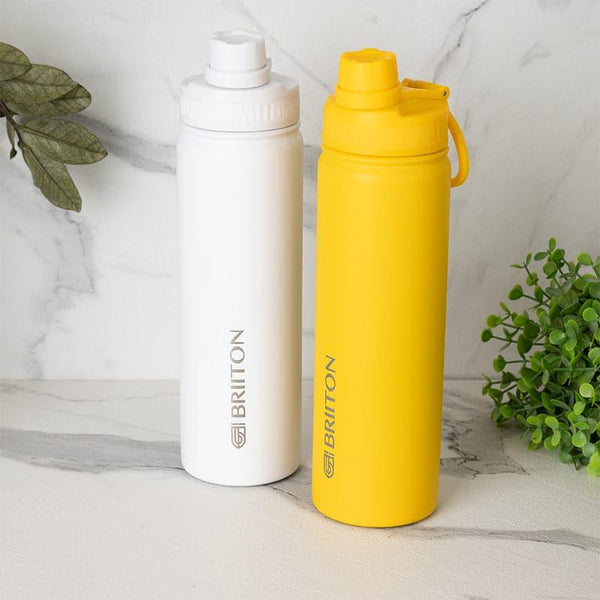 Buy Sip Slay 750 ML Hot & Cold Thermos Water Bottle (White & Yellow) - Set Of Two Bottle from Vaaree