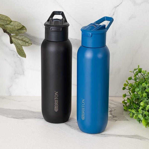 Buy Sleek Sip 630 ML Hot & Cold Thermos Water Bottle (Black & Blue) - Set Of Two Bottle from Vaaree