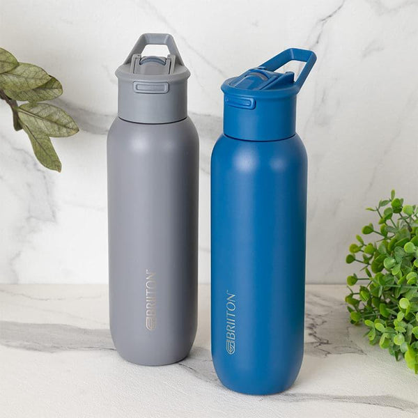 Bottle - Sleek Sip 630 ML Hot & Cold Thermos Water Bottle (Grey & Blue) - Set Of Two
