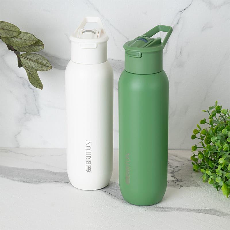 Buy Sleek Sip 630 ML Hot & Cold Thermos Water Bottle (White & Green) - Set Of Two Bottle from Vaaree