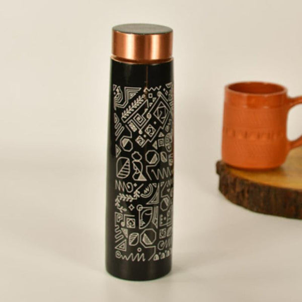 Buy Bottle - Tribal Doodle Copper Water Bottle - 1000 ML at Vaaree online